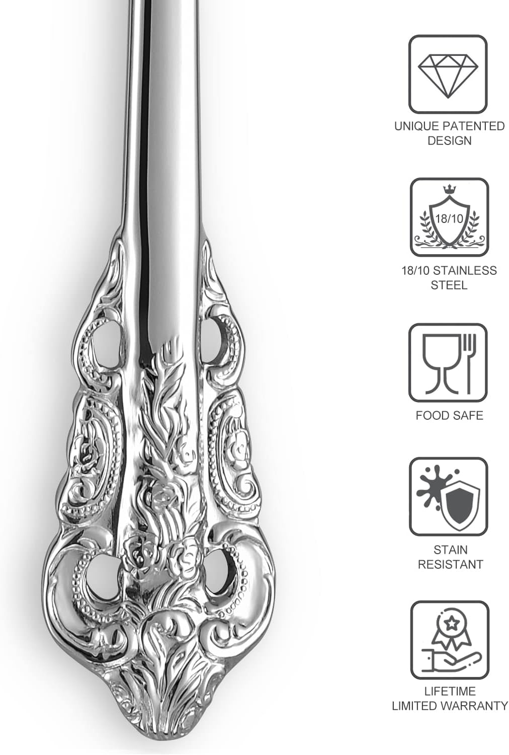 KEAWELL Gorgeous Round Soup Spoon  Set of 4  18/10 Stainless Steel  Luxury Bouillon Spoon  Dishwasher Safe  Fine Mirror Polished (Silver)
