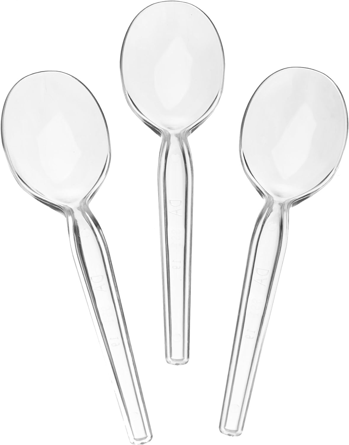 [50 Count] Settings Plastic Clear Soup Spoons  Heavyweight Disposable Cutlery  Great For Home  Office  School  Party  Picnics  Restaurant  Take-out Fast Food  Outdoor Events  Or Every Day Use  1 Bag