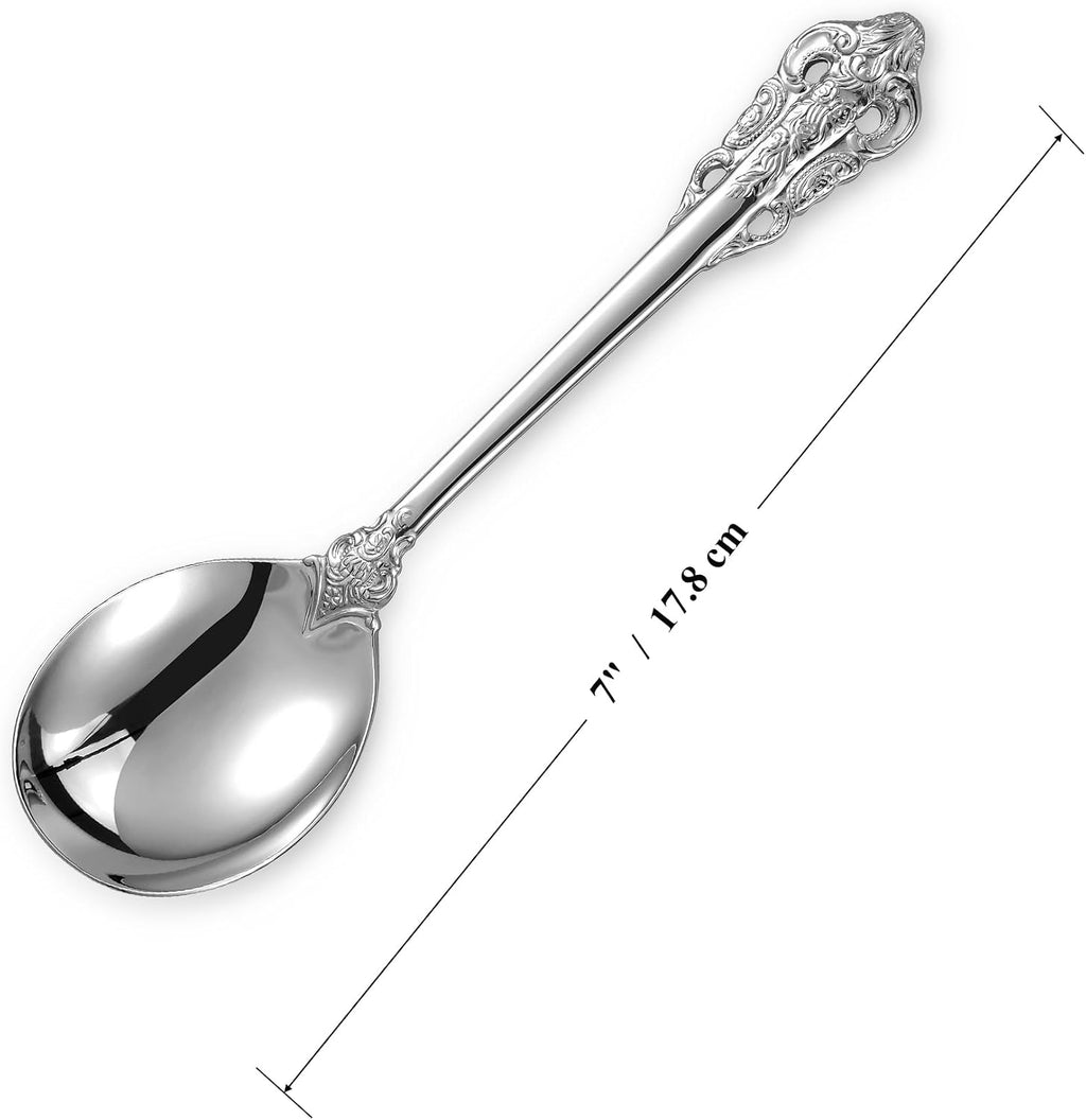KEAWELL Gorgeous Round Soup Spoon  Set of 4  18/10 Stainless Steel  Luxury Bouillon Spoon  Dishwasher Safe  Fine Mirror Polished (Silver)